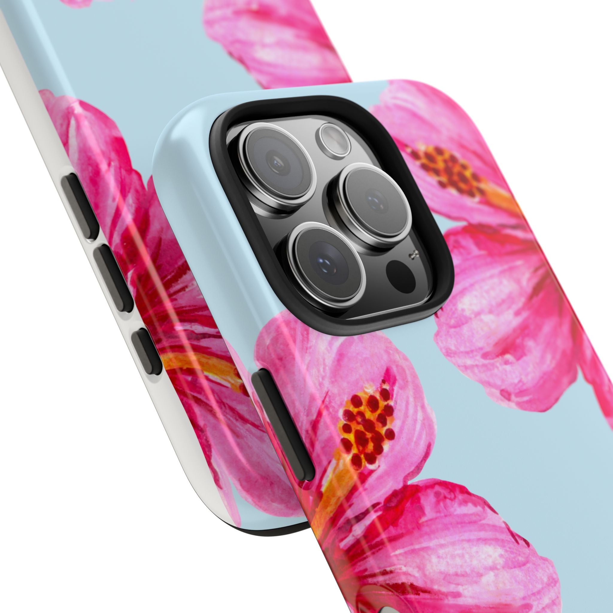 Pink Hibiscus Tough Phone Case — Floral Protective Phone Cover