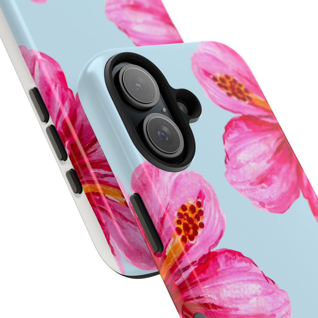 Pink Hibiscus Tough Phone Case — Floral Protective Phone Cover