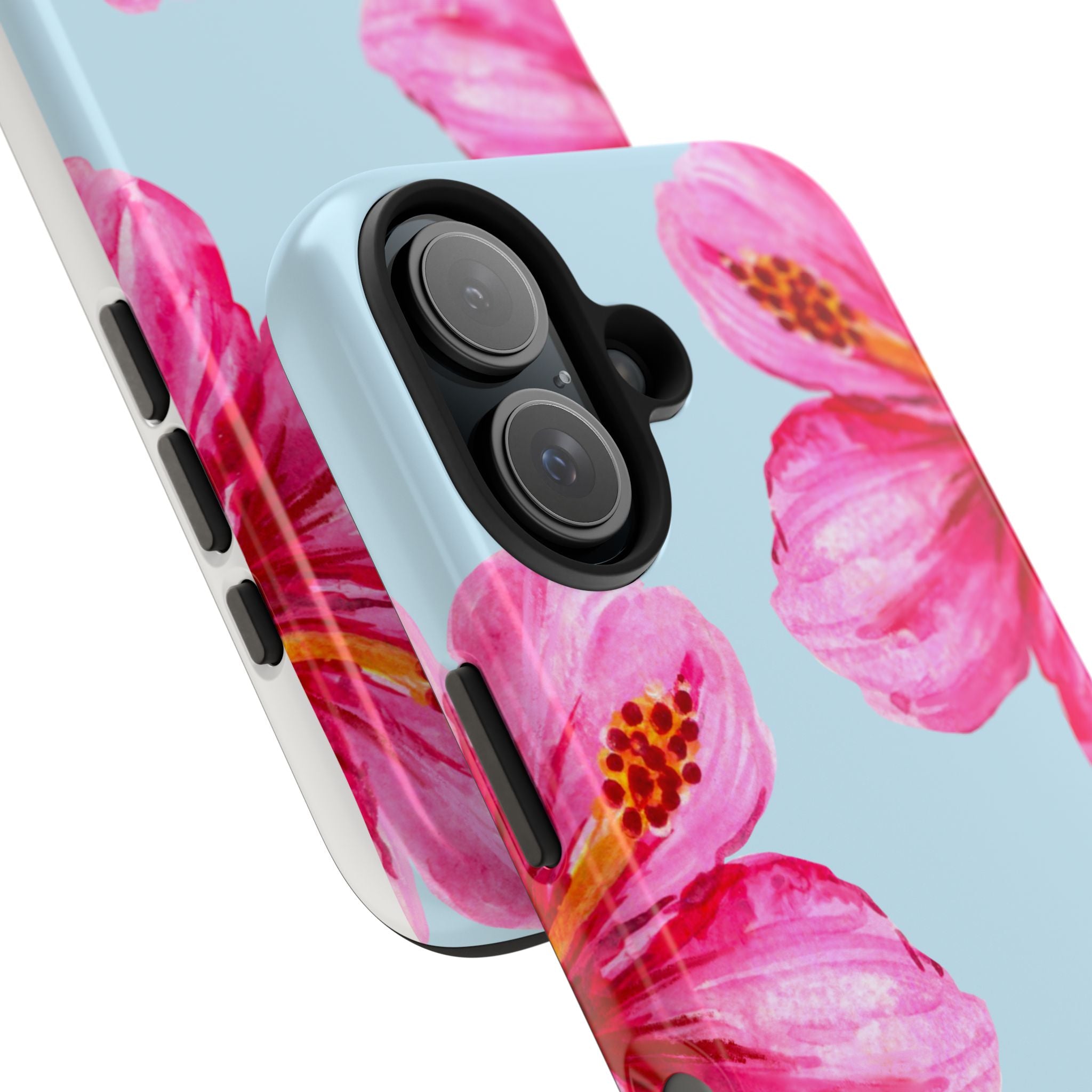 Pink Hibiscus Tough Phone Case — Floral Protective Phone Cover