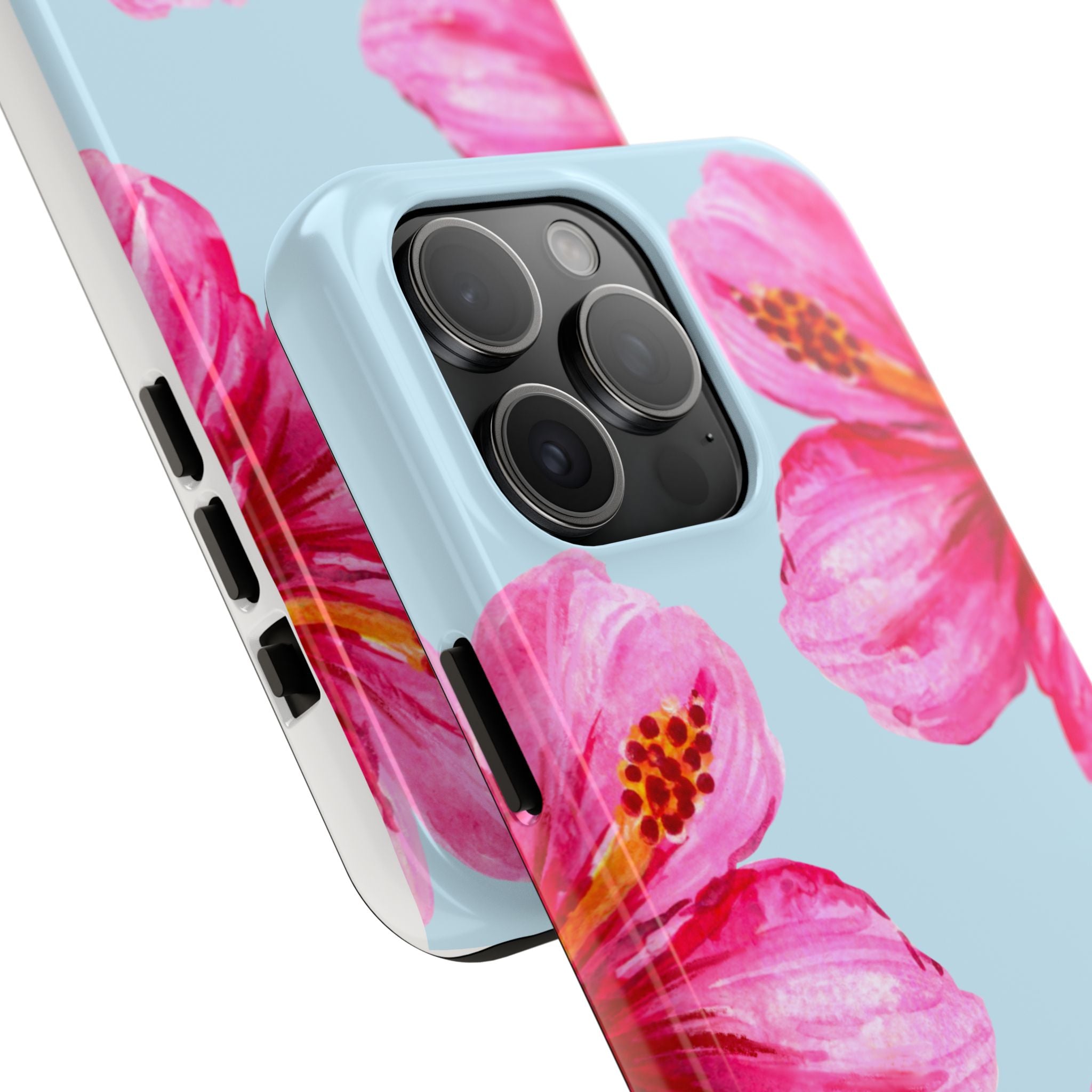Pink Hibiscus Tough Phone Case — Floral Protective Phone Cover