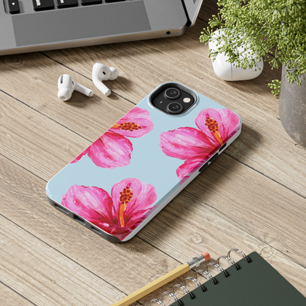 Pink Hibiscus Tough Phone Case — Floral Protective Phone Cover