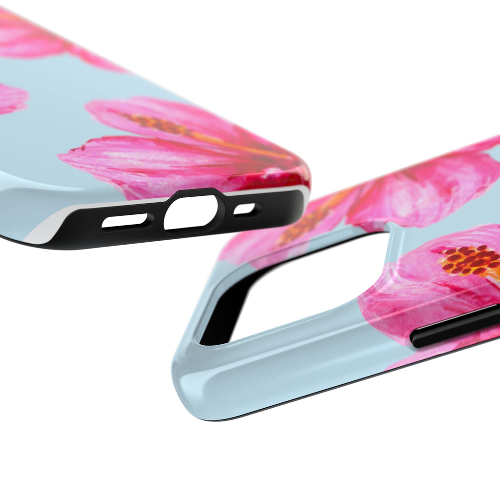 Pink Hibiscus Tough Phone Case — Floral Protective Phone Cover