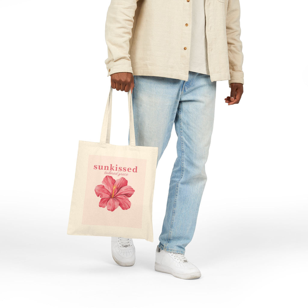 Sunkissed Hibiscus Canvas Tote Bag — Floral Beach Market Bag