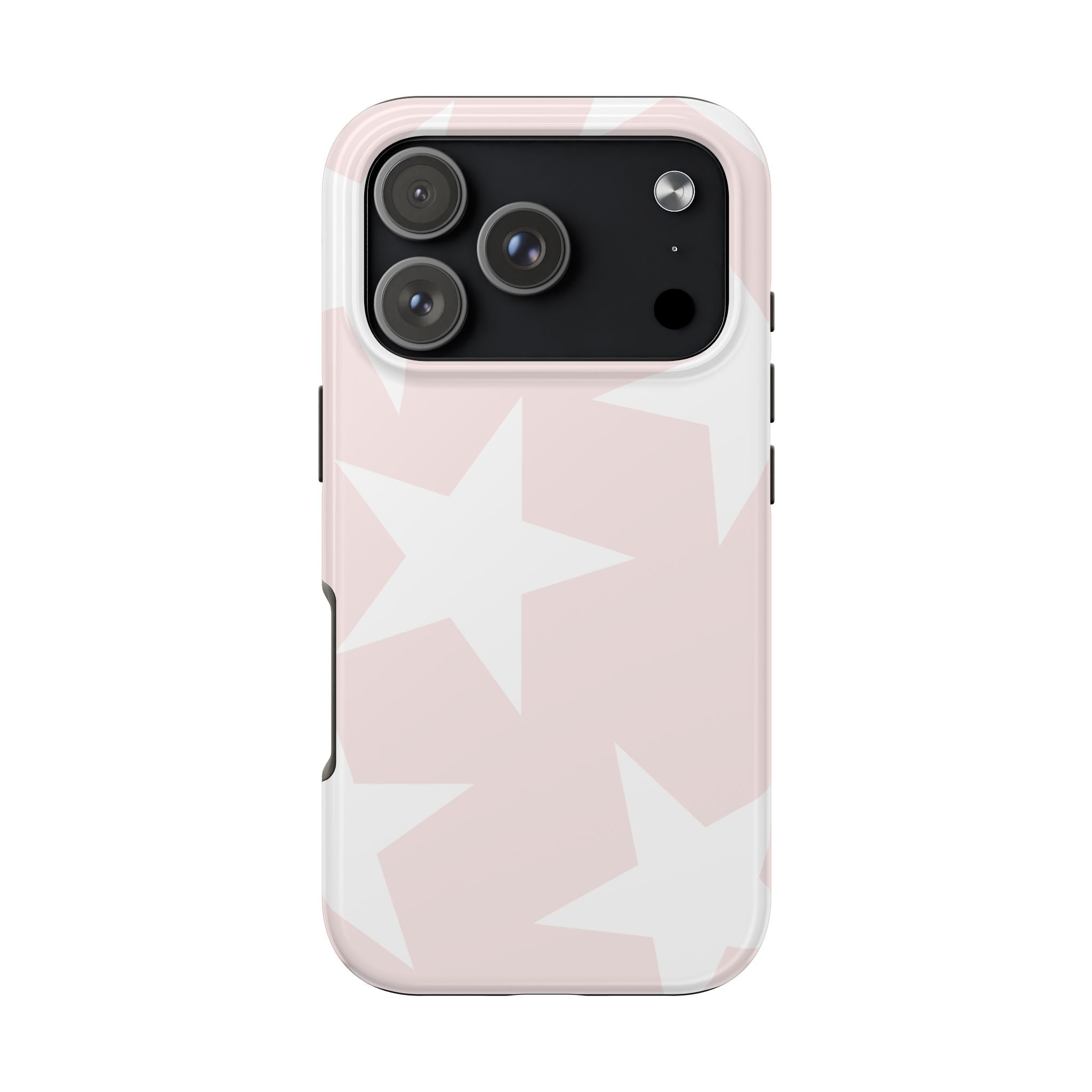 Pink Star Tough Phone Case – Pastel White Stars Protective Cover