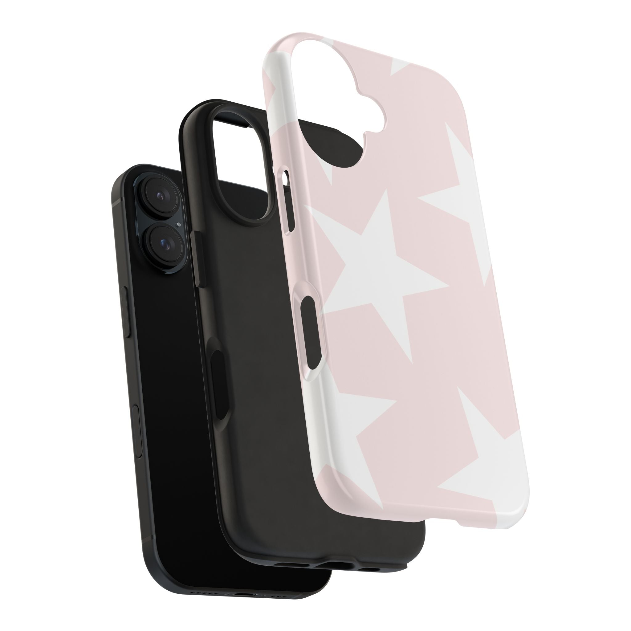 Pink Star Tough Phone Case – Pastel White Stars Protective Cover