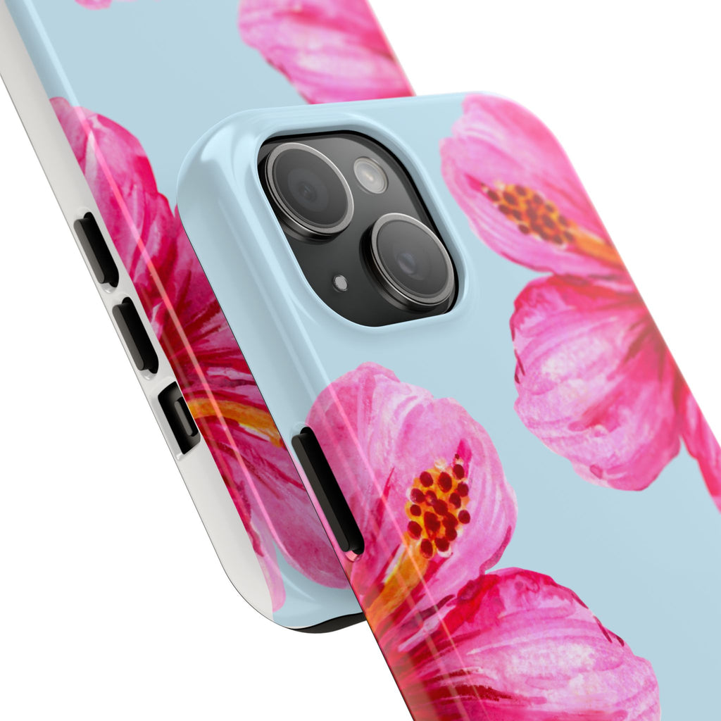 Pink Hibiscus Tough Phone Case — Floral Protective Phone Cover