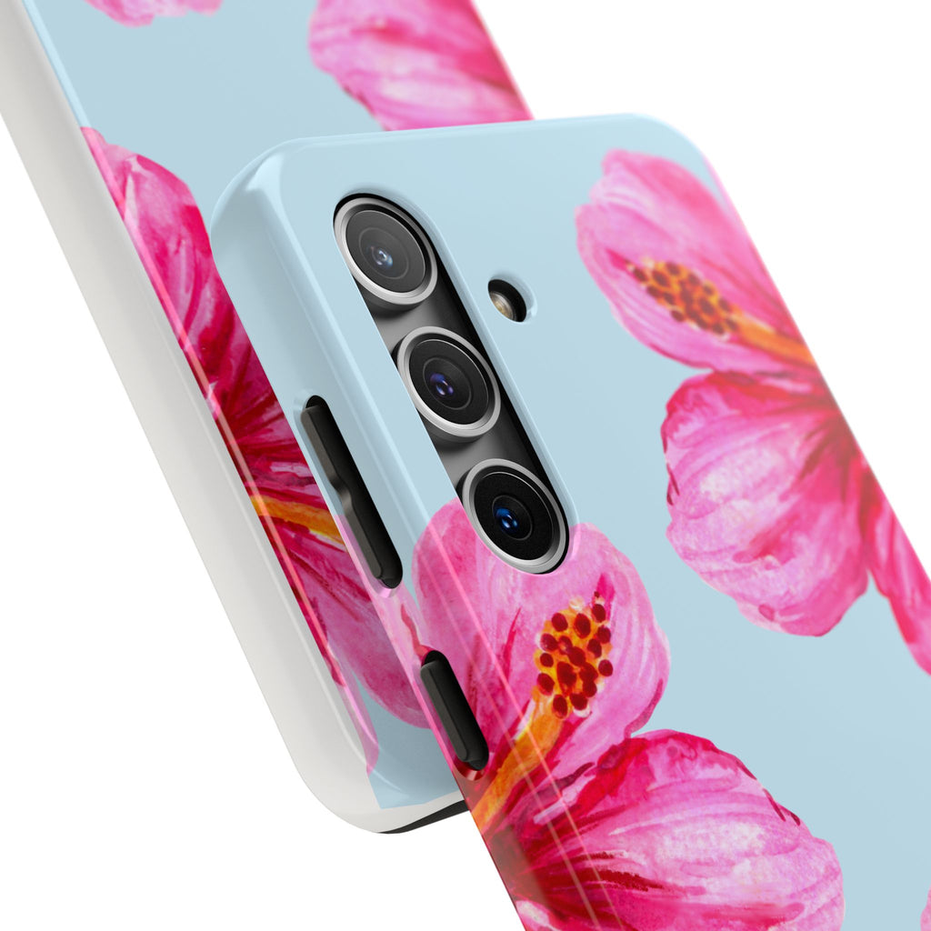 Pink Hibiscus Tough Phone Case — Floral Protective Phone Cover