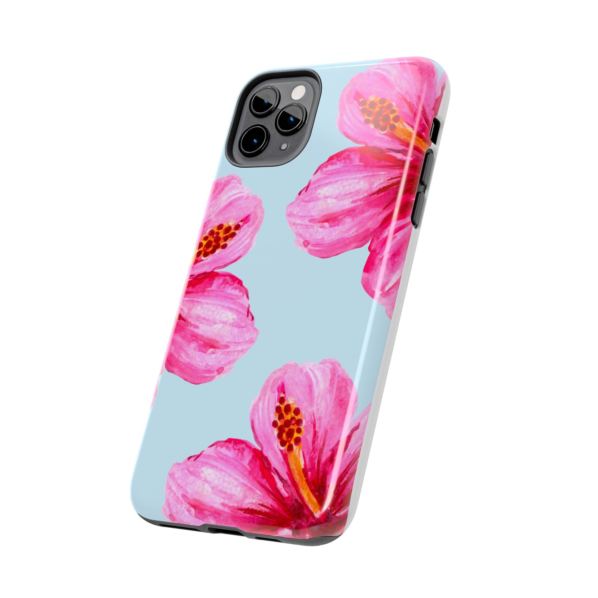 Pink Hibiscus Tough Phone Case — Floral Protective Phone Cover