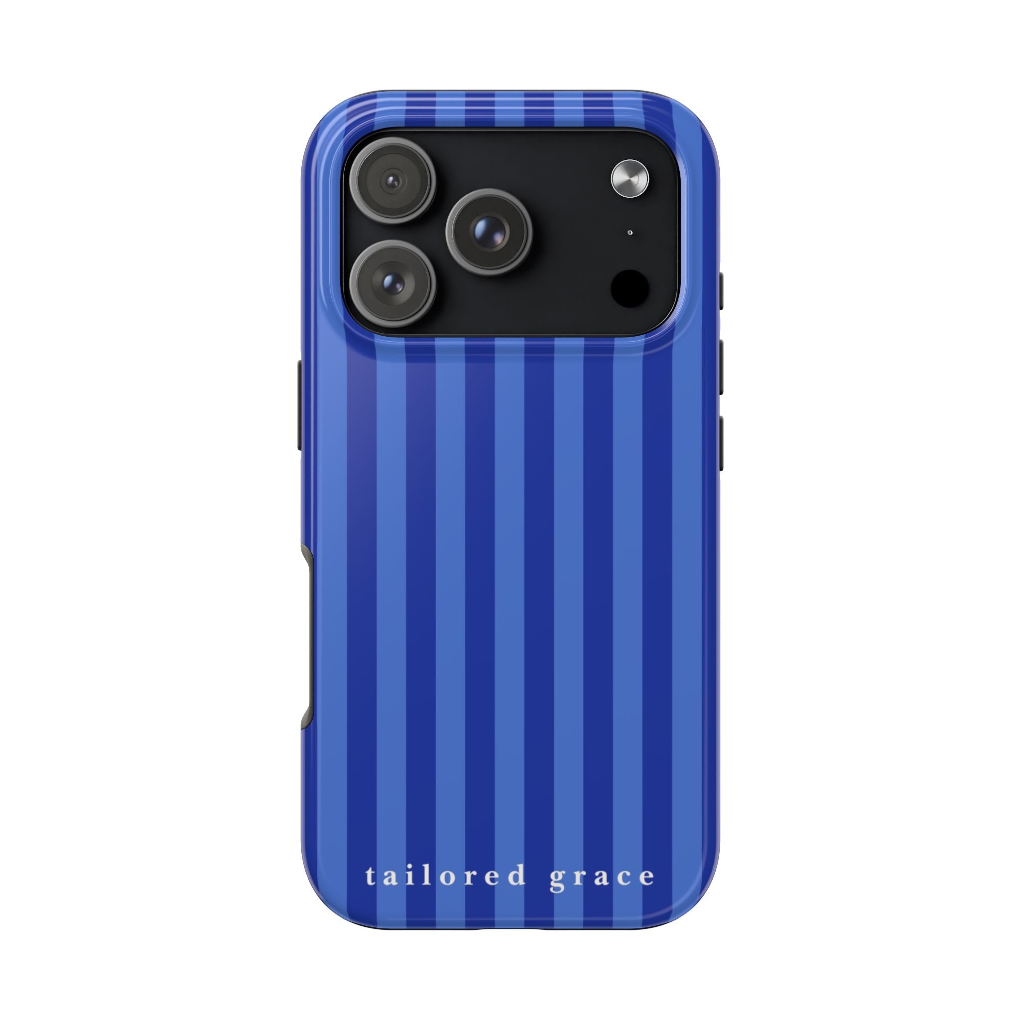Blue Striped Tough Phone Case — 'tailored grace' Protective Phone Cover