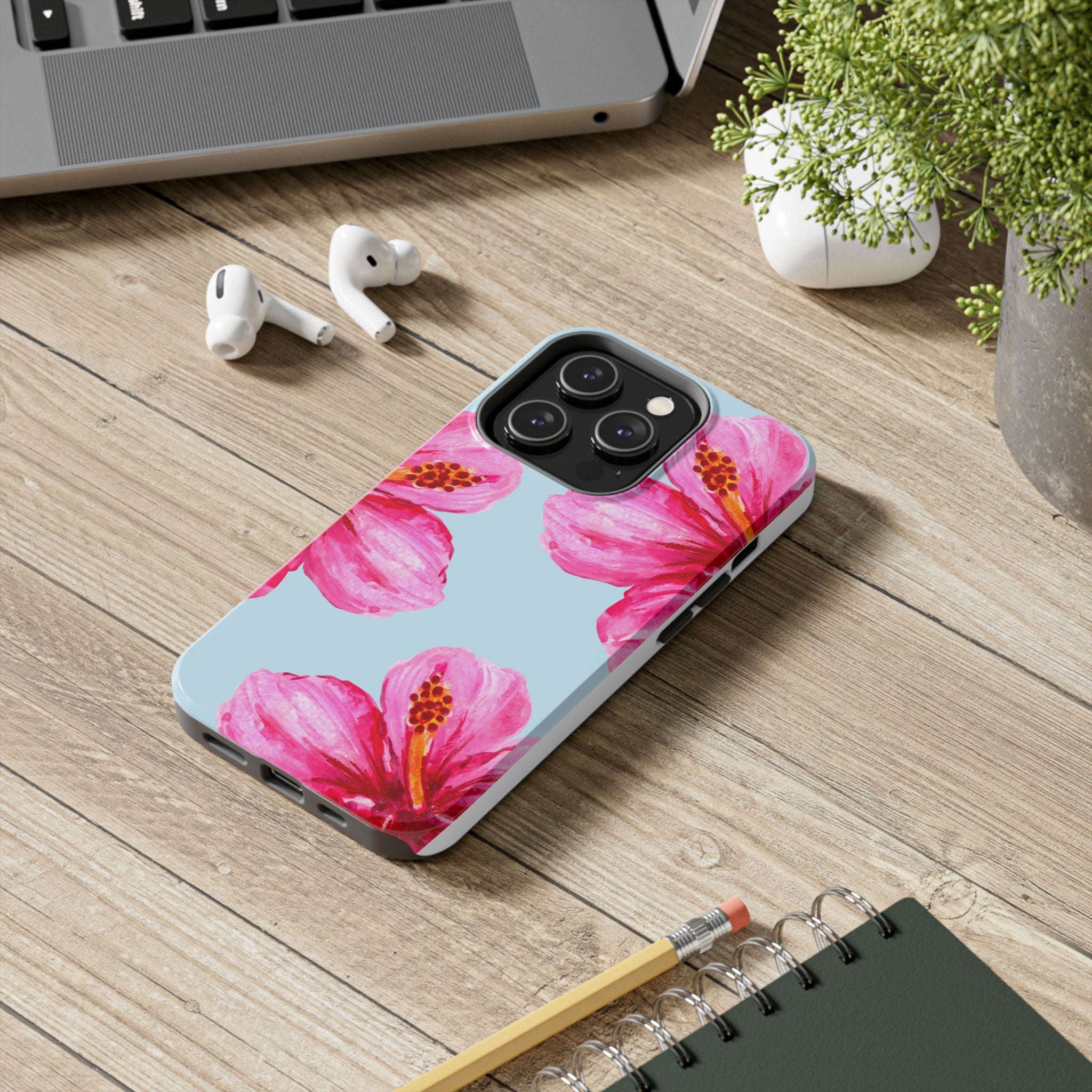 Pink Hibiscus Tough Phone Case — Floral Protective Phone Cover