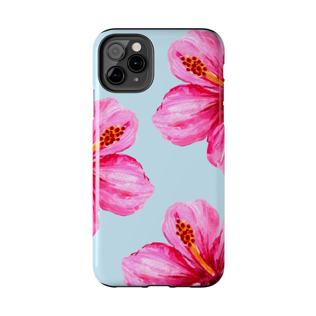 Pink Hibiscus Tough Phone Case — Floral Protective Phone Cover