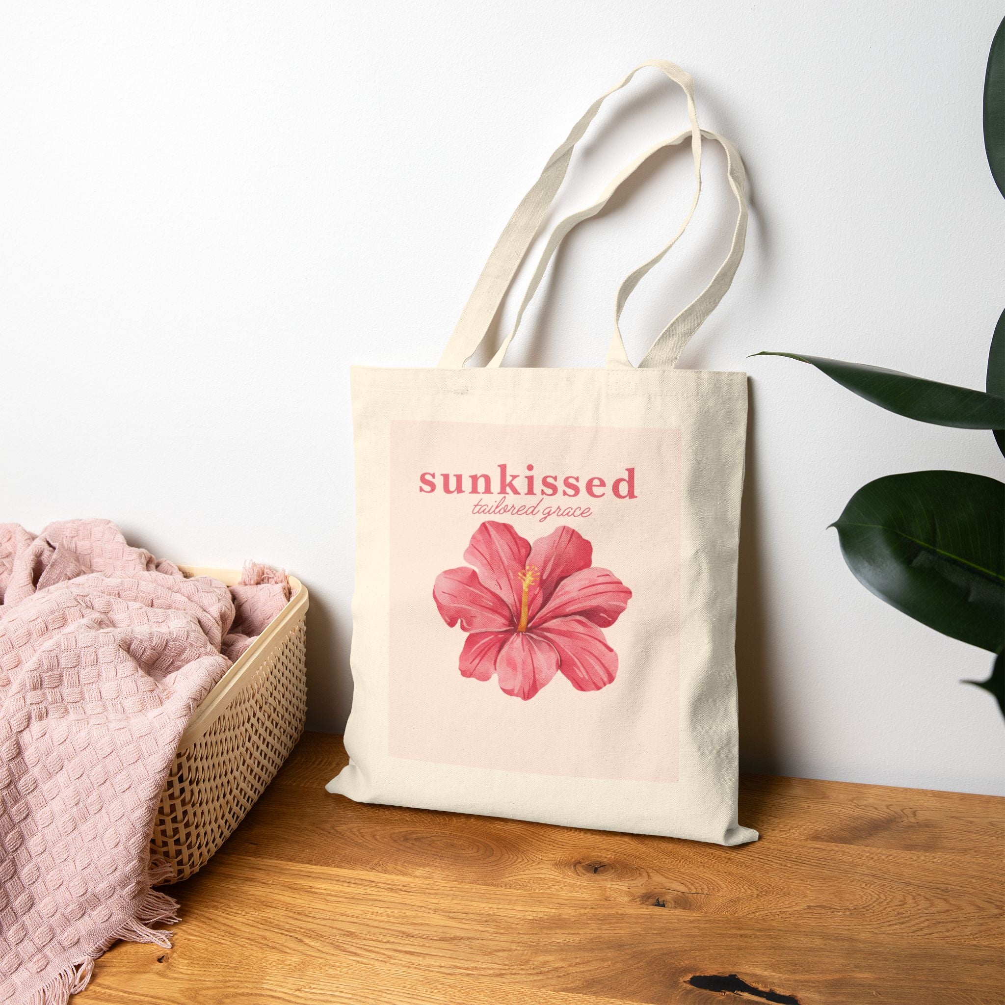 Sunkissed Hibiscus Canvas Tote Bag — Floral Beach Market Bag
