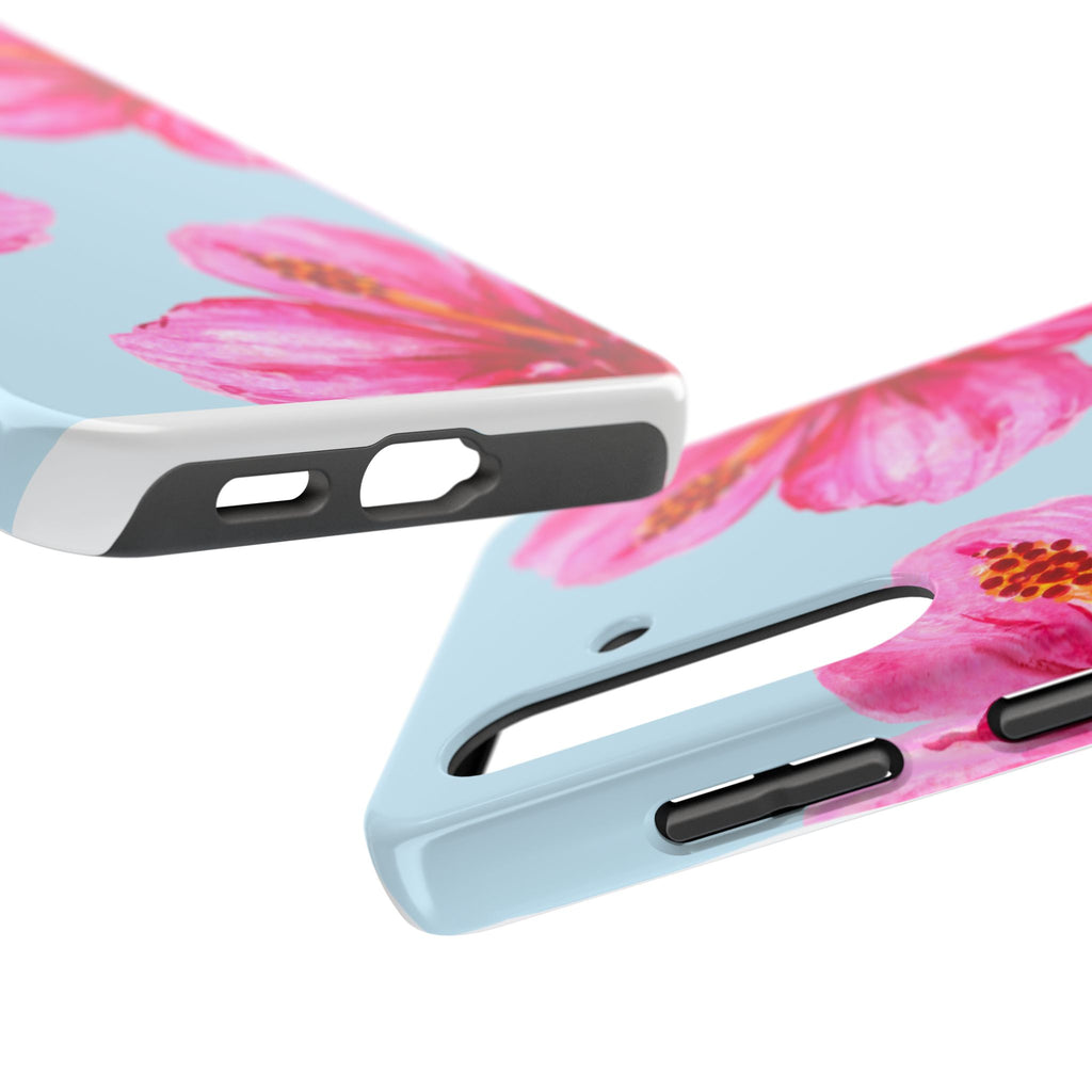 Pink Hibiscus Tough Phone Case — Floral Protective Phone Cover