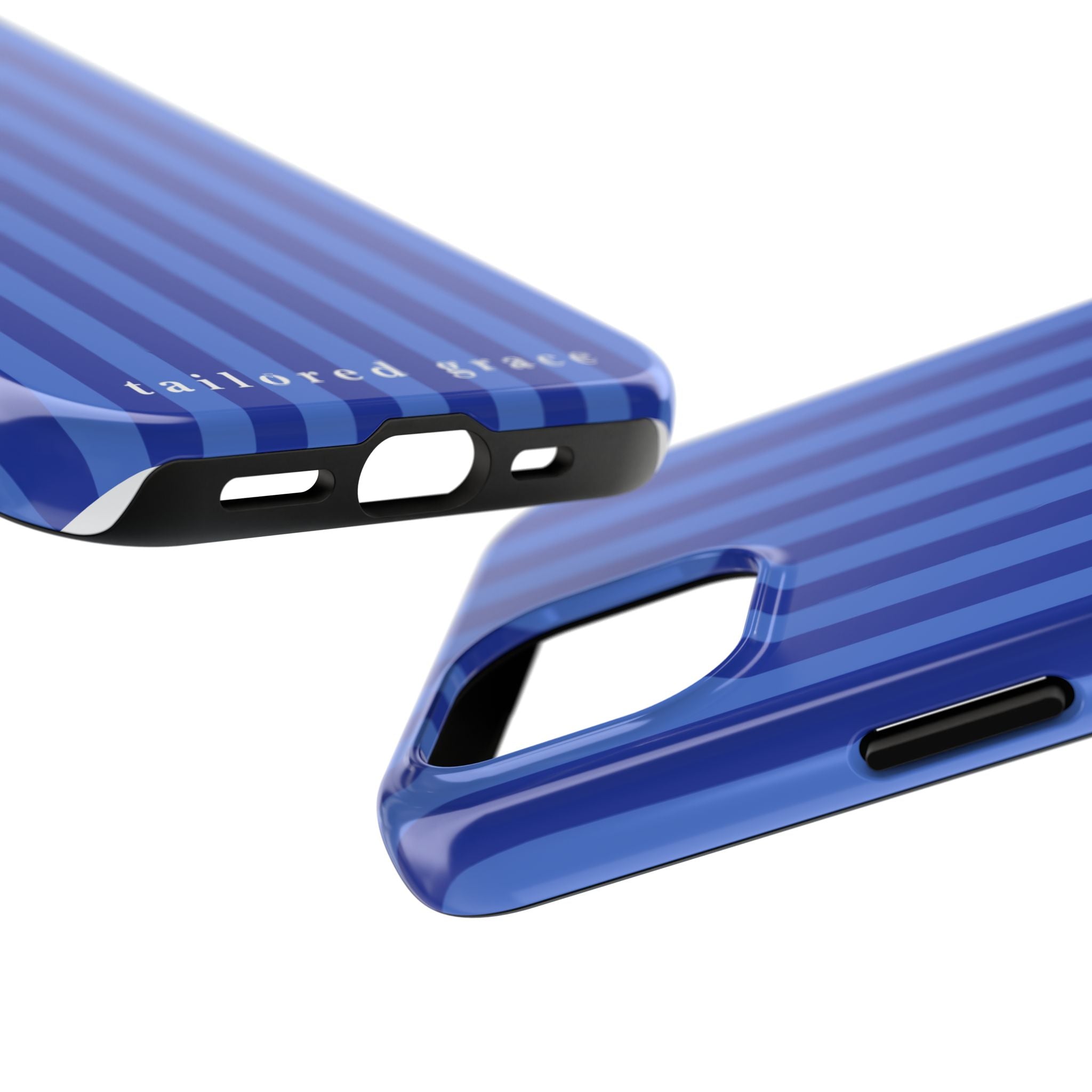 Blue Striped Tough Phone Case — 'tailored grace' Protective Phone Cover