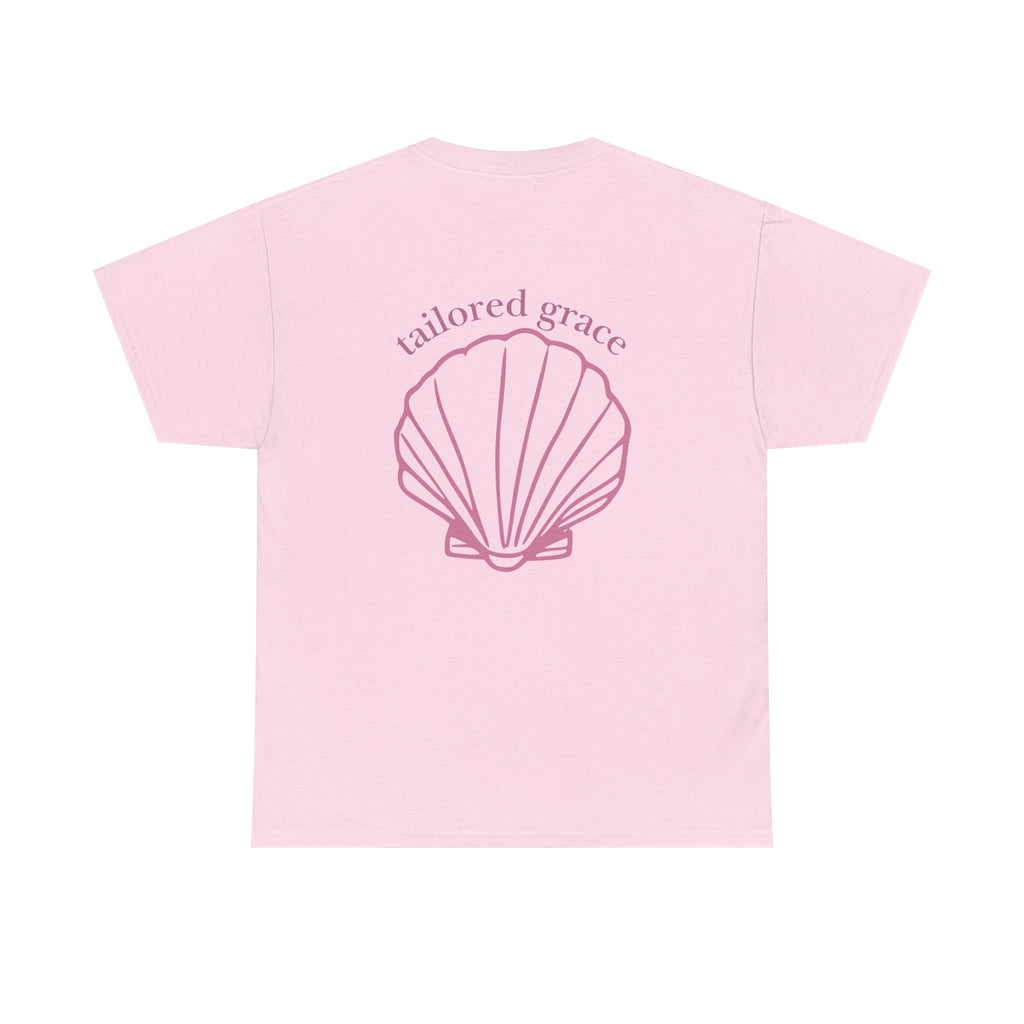 Shell Graphic Tee — 'tailored grace' Pink Seashell Women's Casual T‑Shirt