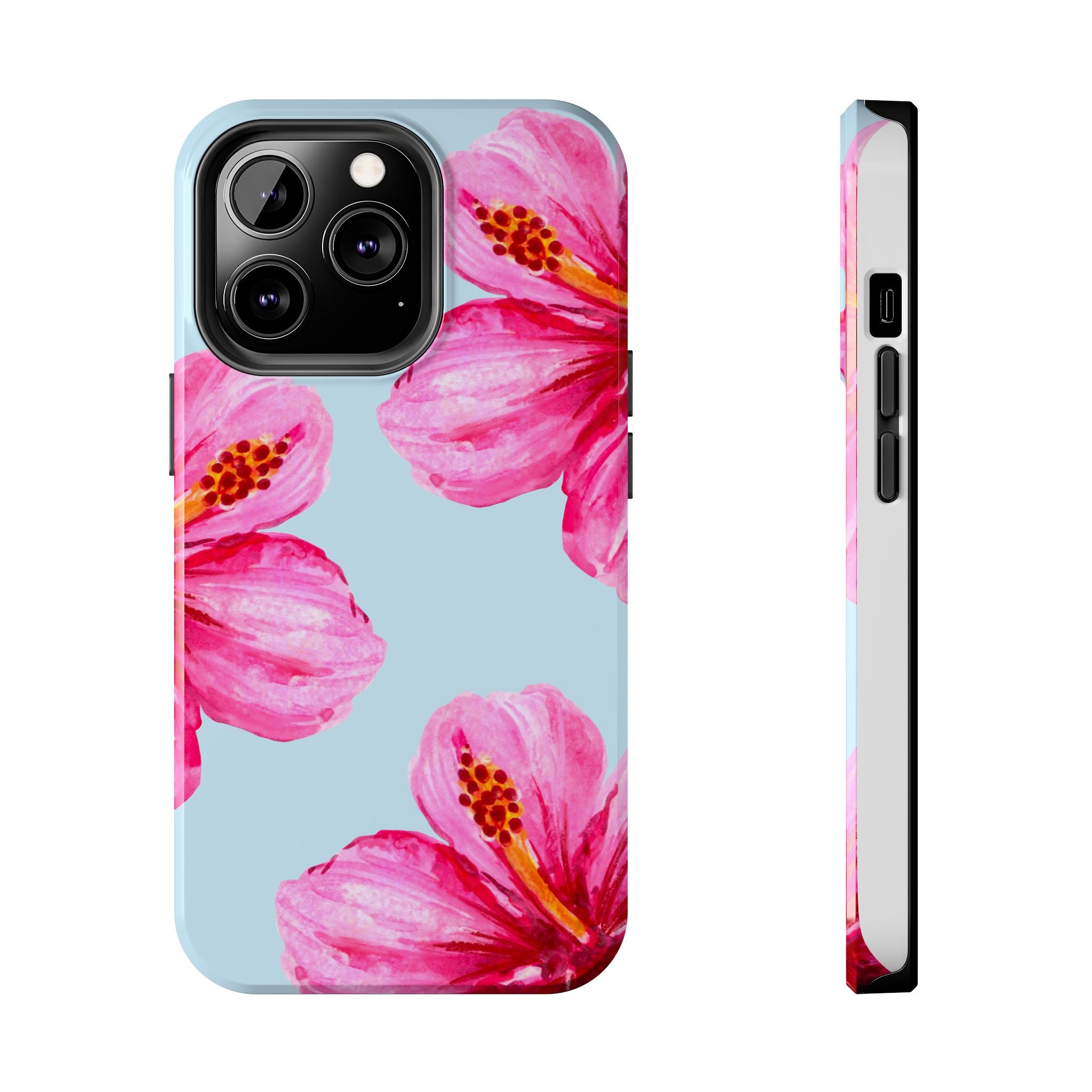 Pink Hibiscus Tough Phone Case — Floral Protective Phone Cover