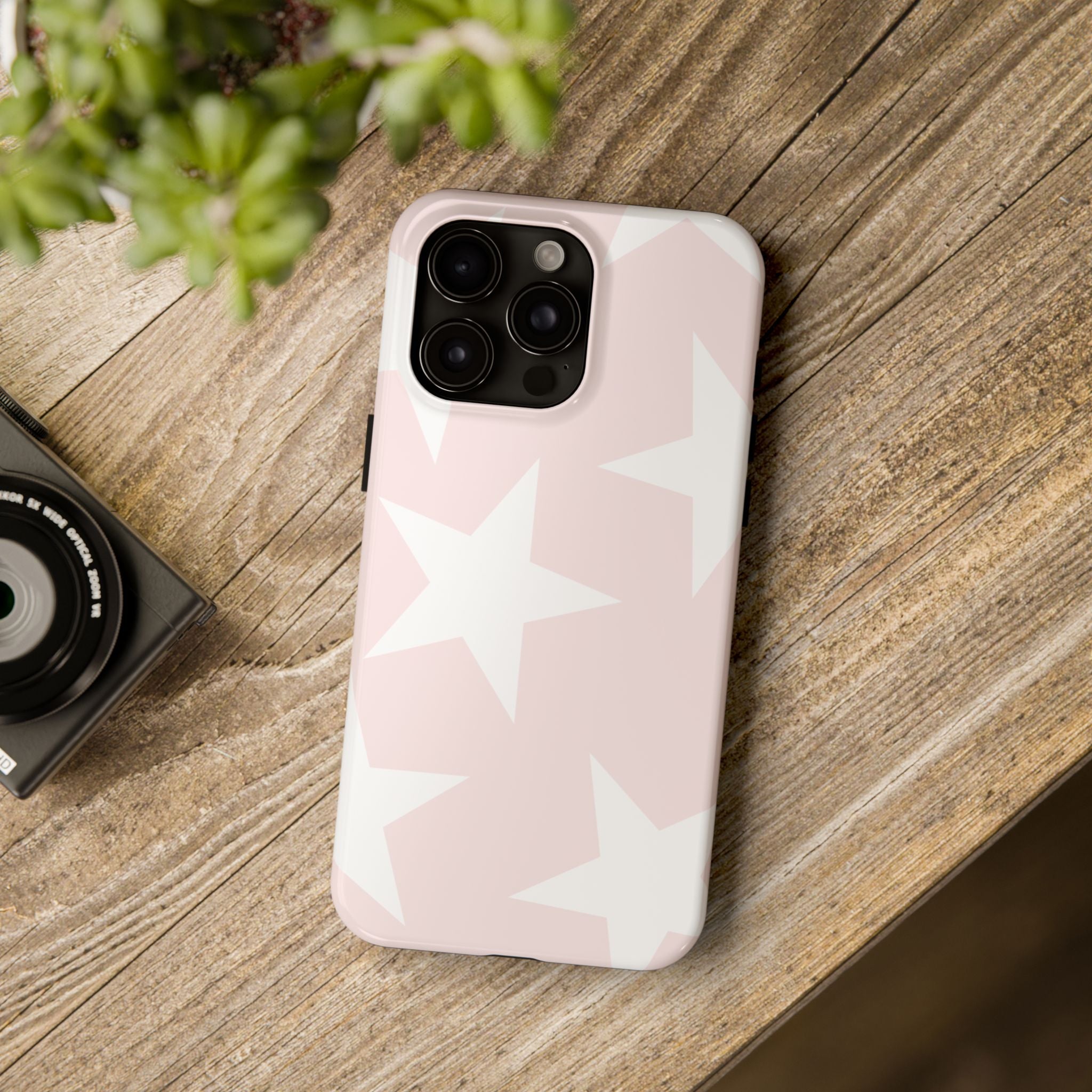 Pink Star Tough Phone Case – Pastel White Stars Protective Cover