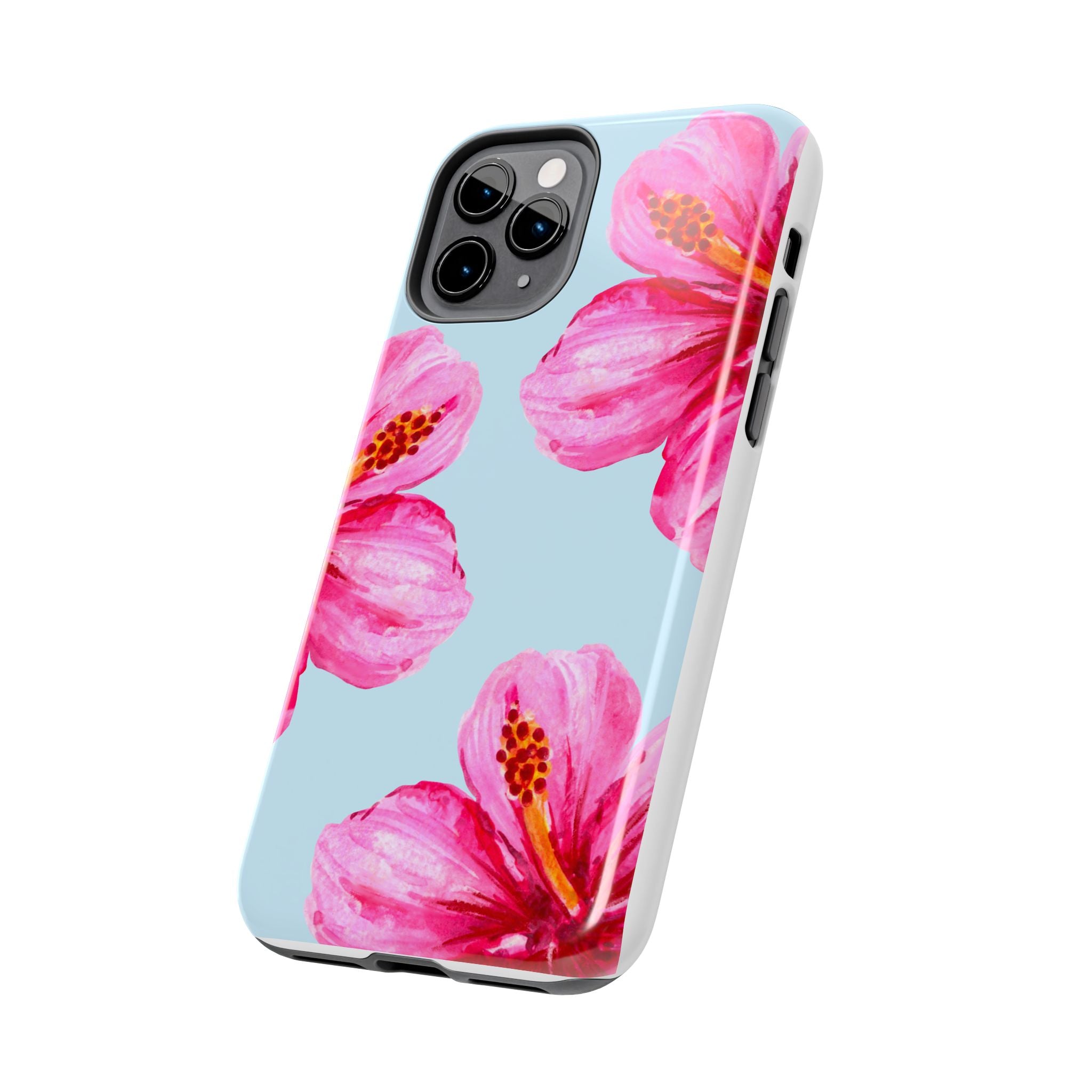 Pink Hibiscus Tough Phone Case — Floral Protective Phone Cover