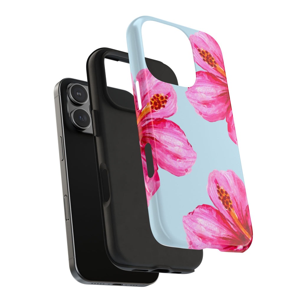 Pink Hibiscus Tough Phone Case — Floral Protective Phone Cover