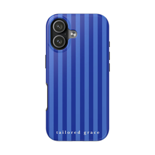 Blue Striped Tough Phone Case — 'tailored grace' Protective Phone Cover
