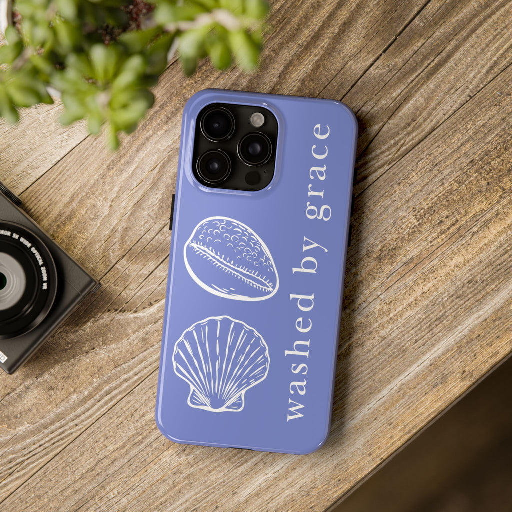 Washed by Grace Seashell Tough Phone Case — Coastal Beachy Christian iPhone Cover