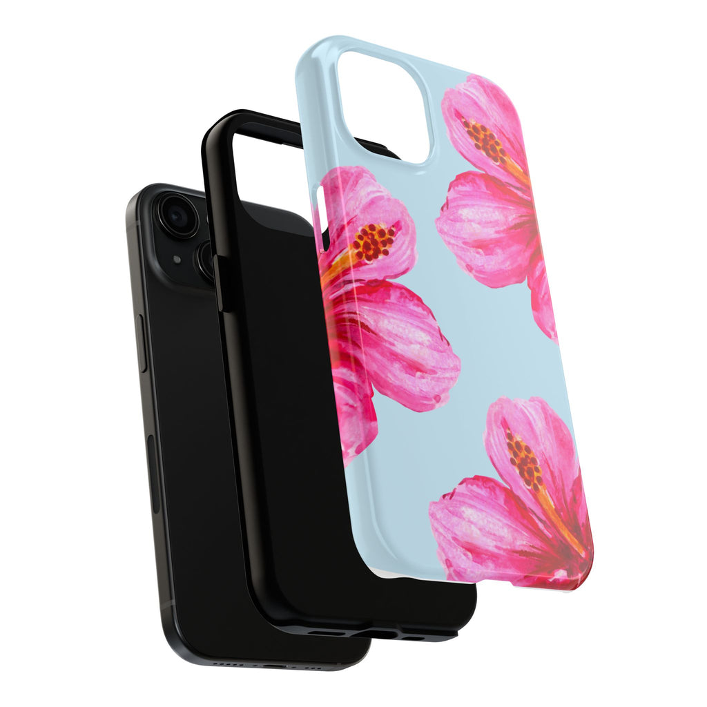 Pink Hibiscus Tough Phone Case — Floral Protective Phone Cover