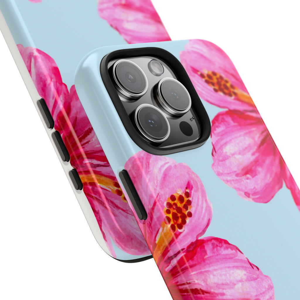 Pink Hibiscus Tough Phone Case — Floral Protective Phone Cover