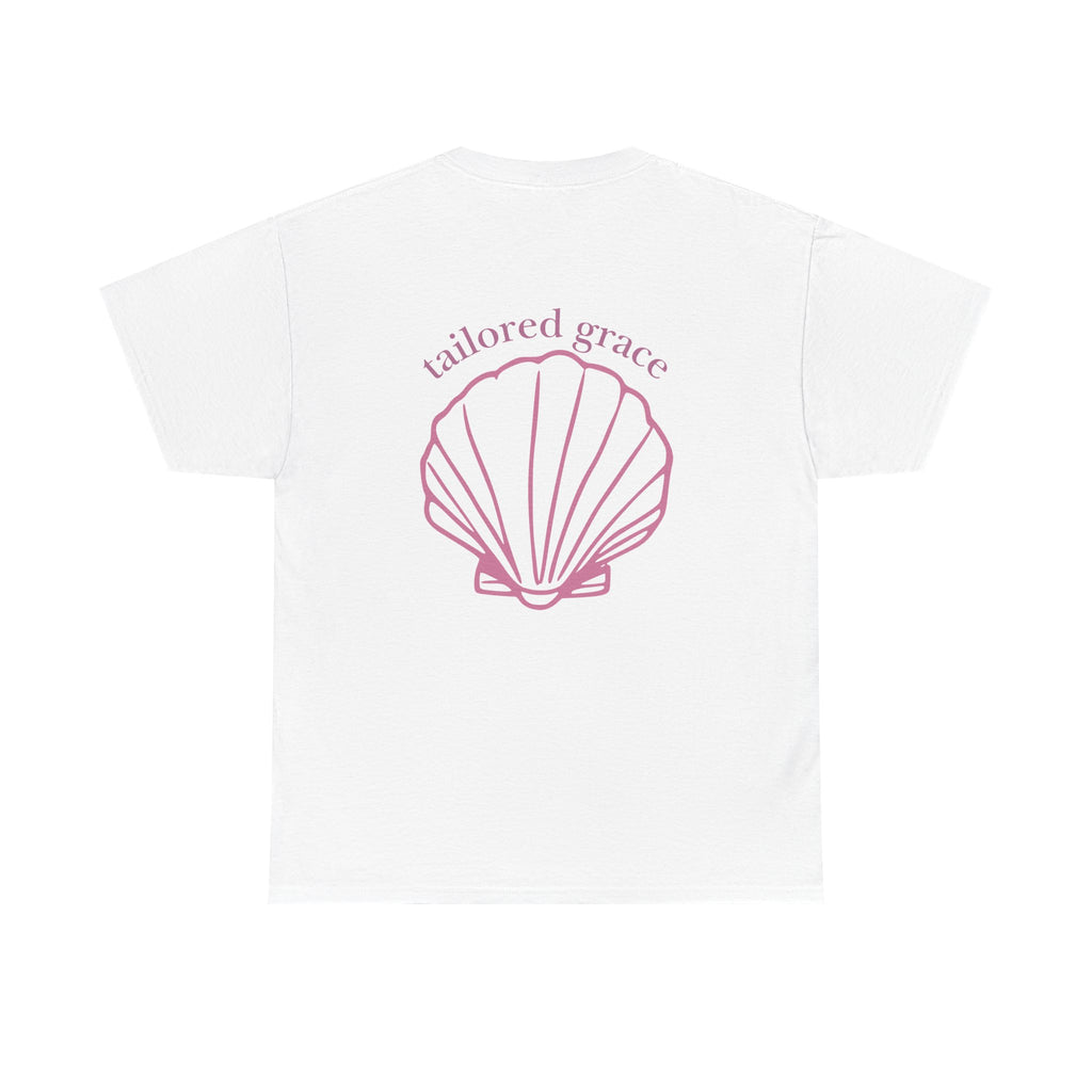 Shell Graphic Tee — 'tailored grace' Pink Seashell Women's Casual T‑Shirt
