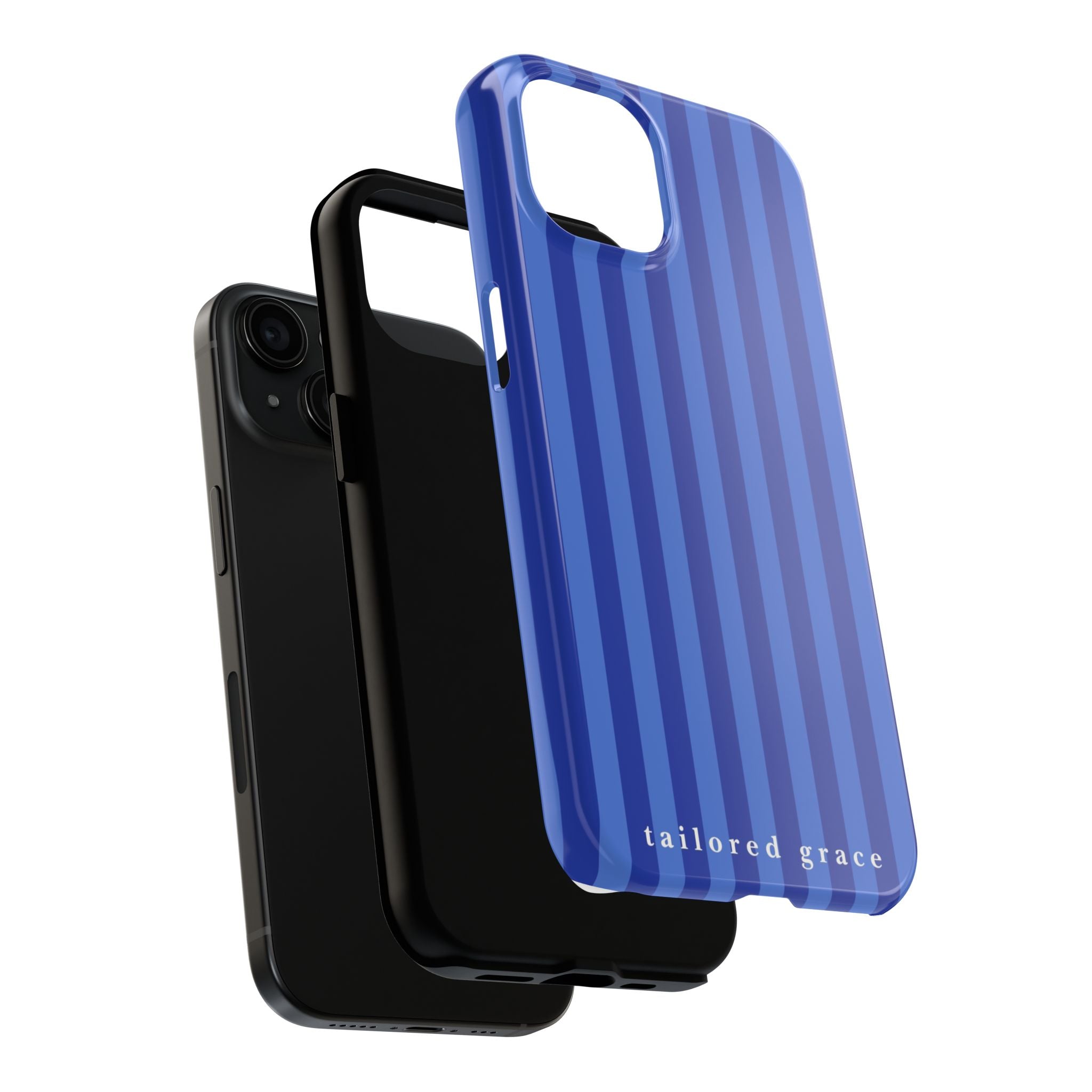 Blue Striped Tough Phone Case — 'tailored grace' Protective Phone Cover