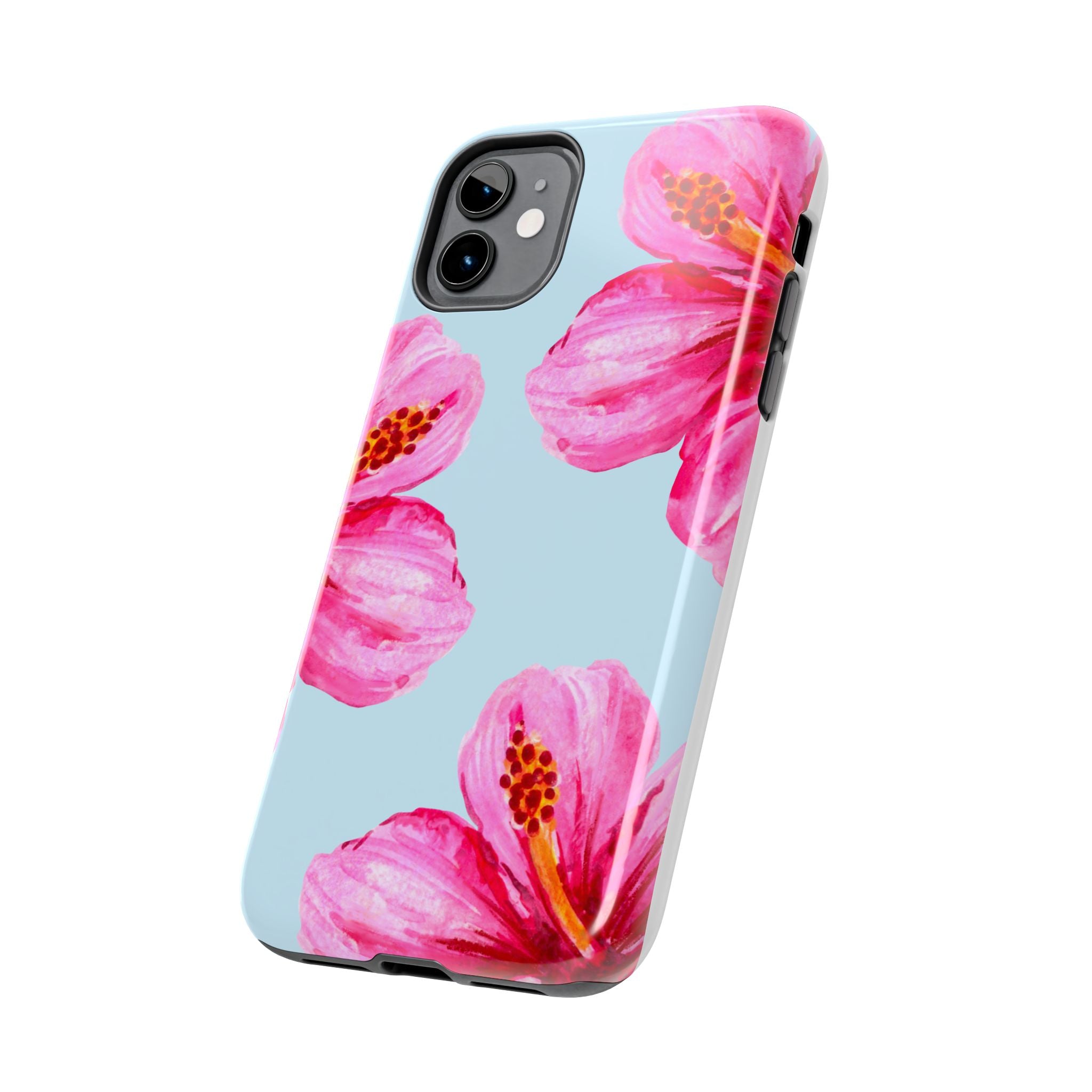 Pink Hibiscus Tough Phone Case — Floral Protective Phone Cover