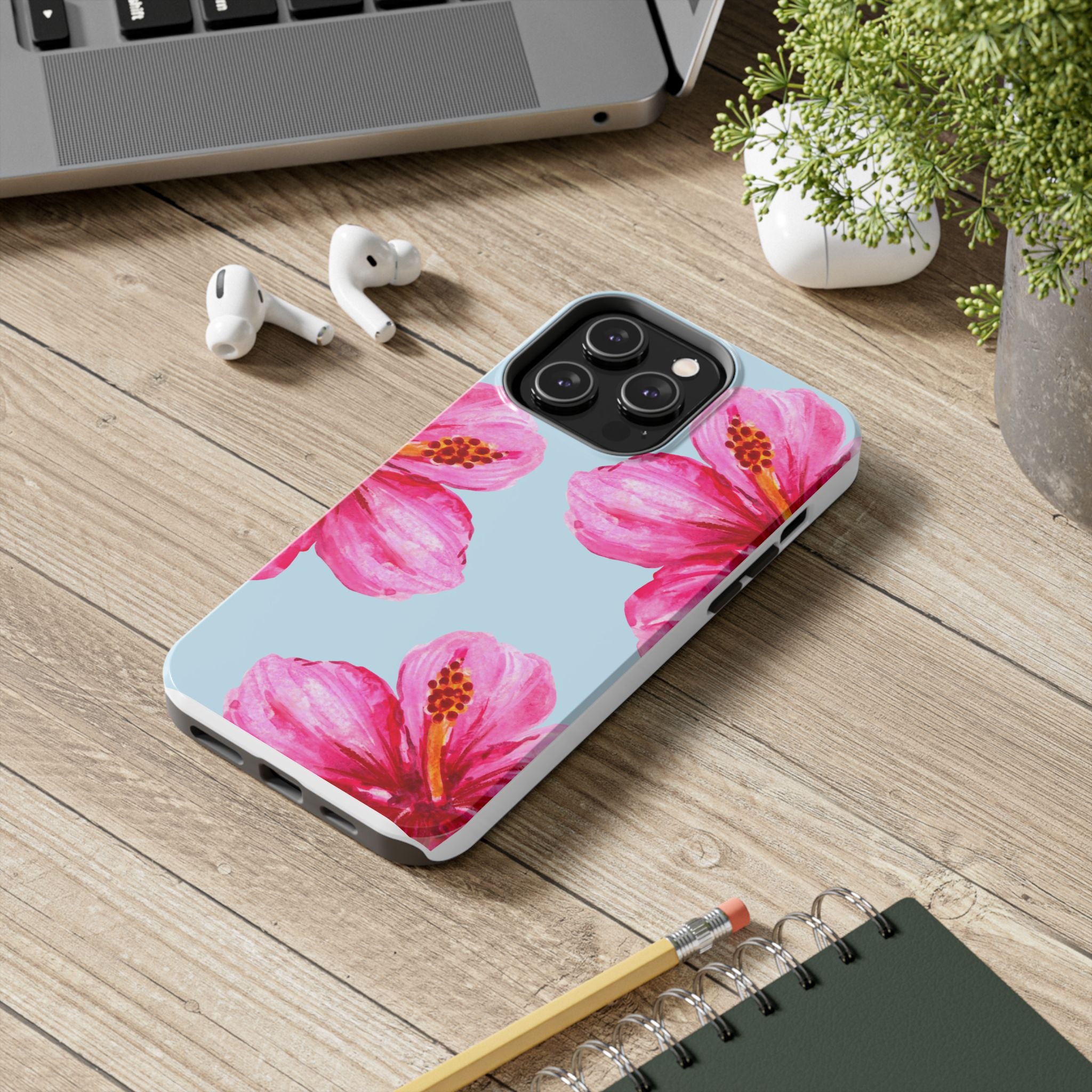 Pink Hibiscus Tough Phone Case — Floral Protective Phone Cover